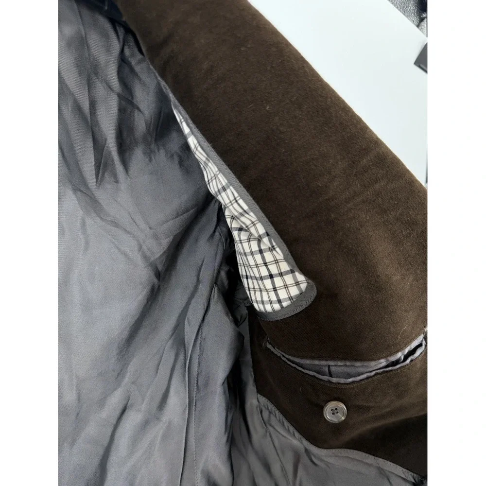 Banana Republic Men's Small Stretch Moleskin Brown Topcoat Hidden Buttons